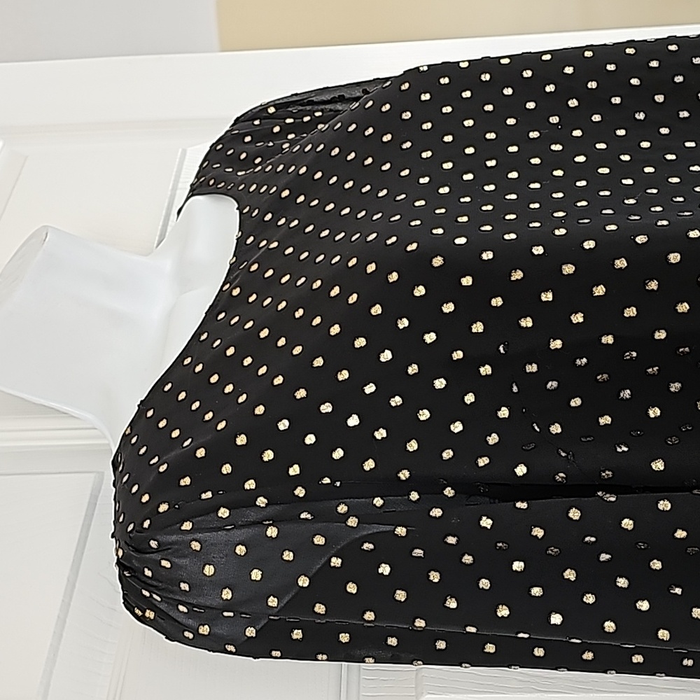 NWTs $90 J. Crew's Crew Lined Black top with Gold Dots Size M